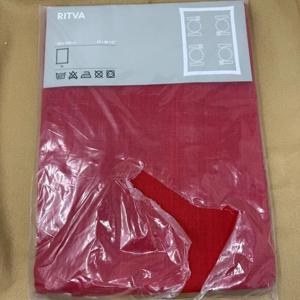 Ikea Ritva Red Panel Tablecloth 57